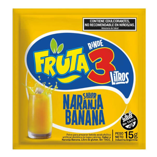 Jugo En Polvo Naranja-Banana Fruta 3 - Caja X 18 U