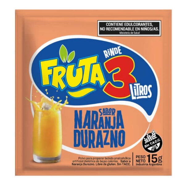 Jugo En Polvo Naranja-Durazno Fruta 3 - Caja X 18 U