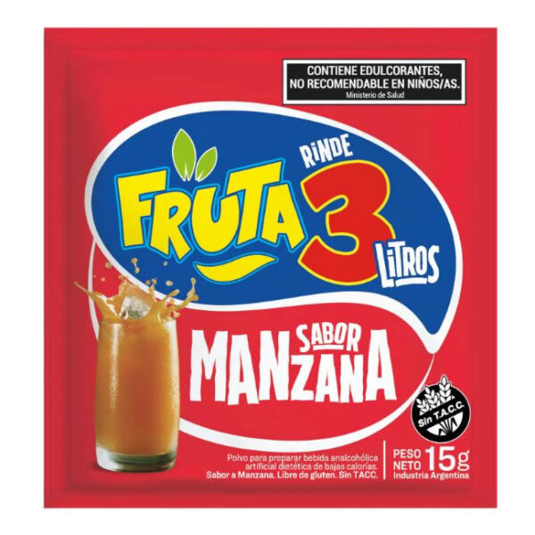 Jugo En Polvo Manzana Fruta 3  - Caja X 18 U