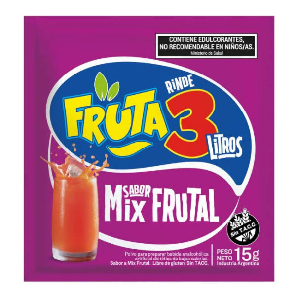 Jugo En Polvo Mix De Frutas Fruta 3  - Caja X 18 U