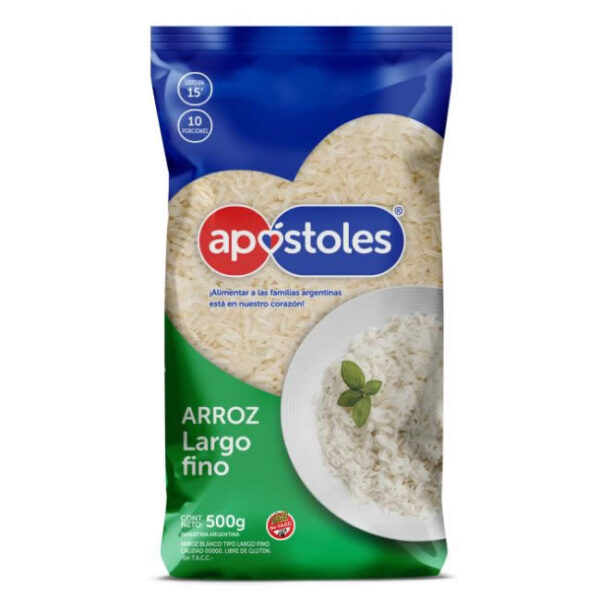 Arroz Largo Fino Apóstoles x 500 grs x 10U