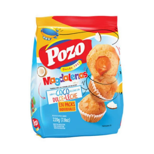 Magdalenas de Coco Rellenas con Dulce de Leche Pozo X 220Grs X 10 U